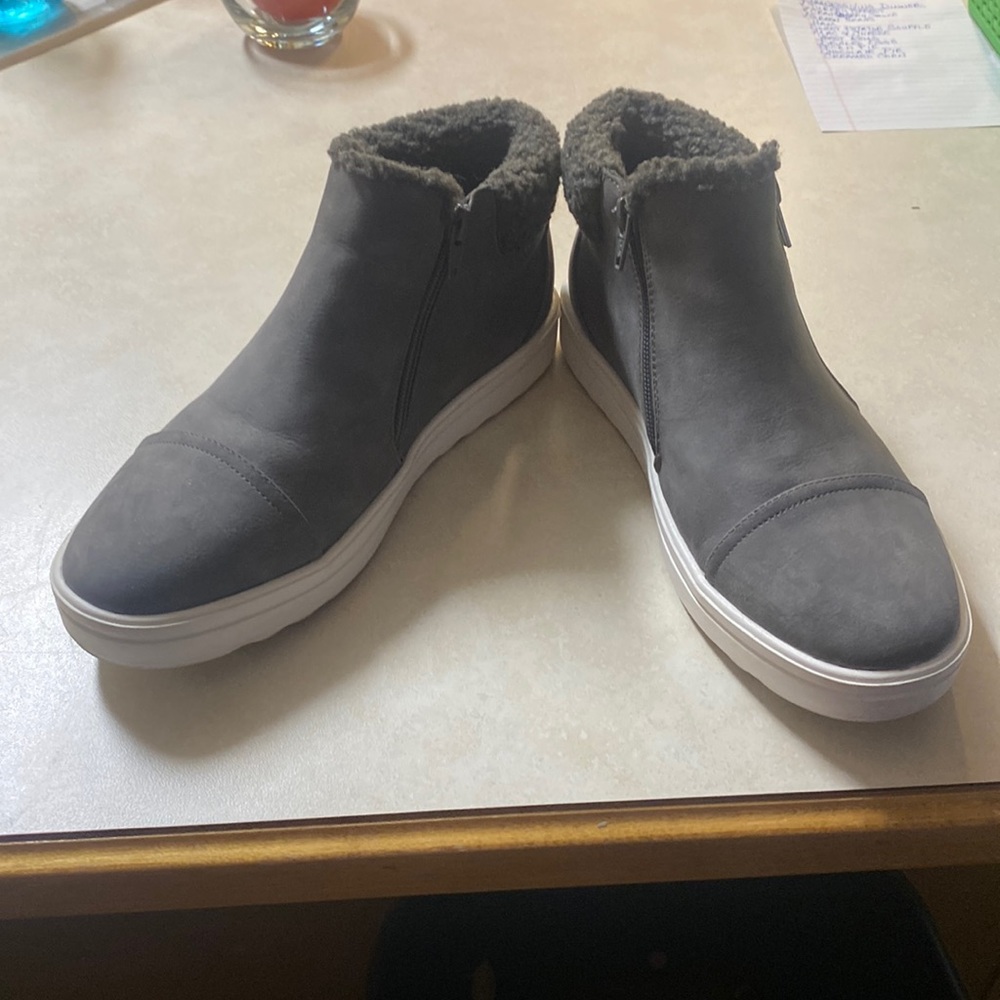 Suede Gray Booties with zippers